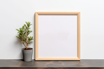 Empty horizontal frame mockup in modern minimalist room