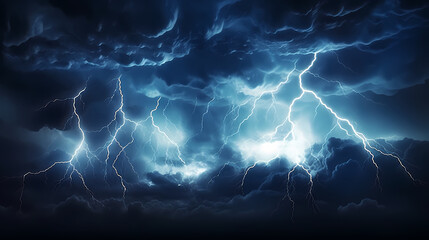 Lightning on the sky, gloomy ominous thunder and lightning background