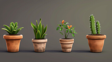 Fototapeta premium Set of Pot in Realistic Style