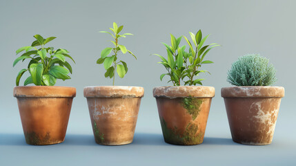 Obraz premium Set of Pot in Realistic Style