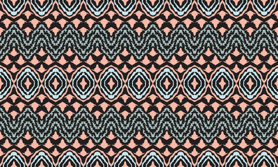 Hand ikat seamless pattern vector.Design for backgroundcurtain, carpet, wallpaper, clothing, wrapping, Batik, vector illustration.