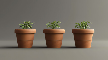 Fototapeta premium Set of Pot in Realistic Style