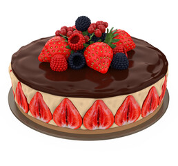 Strawberry Cake Isolated