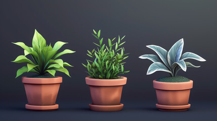 Fototapeta premium Set of Pot in Realistic Style