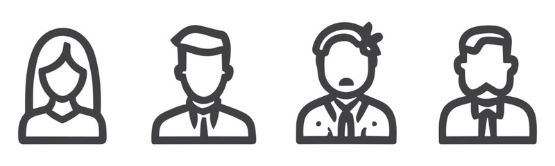 Avatar profile icon set including male and female.