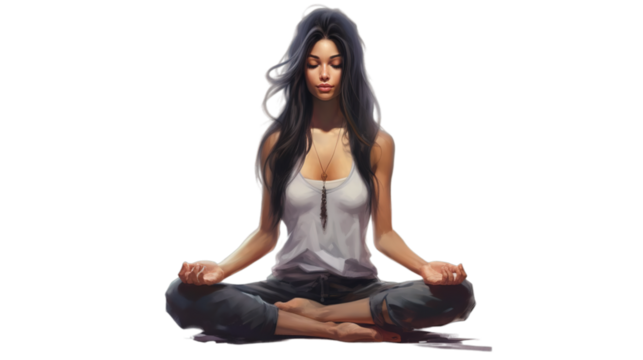 Yoga with lotus pose isolated on transparent background, Generative ai.