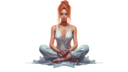 Yoga with lotus pose isolated on transparent background, Generative ai.