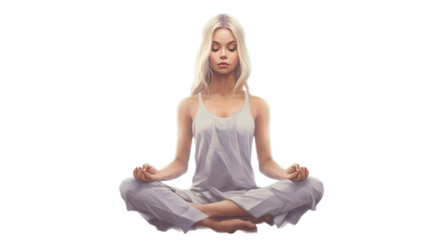 Yoga with lotus pose isolated on transparent background, Generative ai.