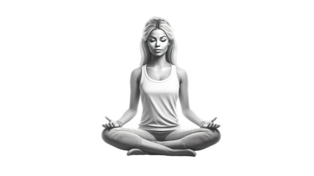 Yoga with lotus pose isolated on transparent background, Generative ai.