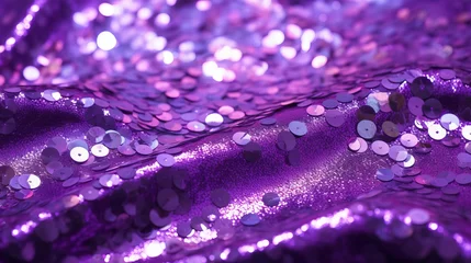 Foto op Plexiglas Lively sequined background: vibrant, glittering fabric in lila hue, perfect for festive designs © touseef