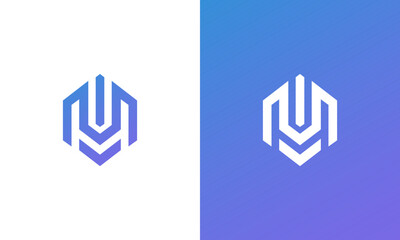 initial M hexagon logo design vector