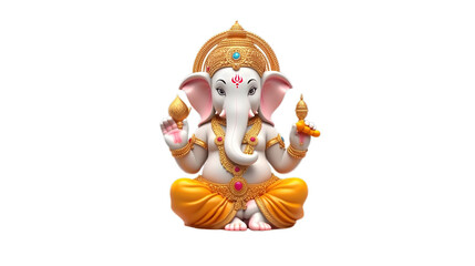 Ganesh isolated on transparent background, Generative ai