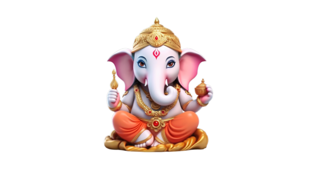 Ganesh isolated on transparent background, Generative ai