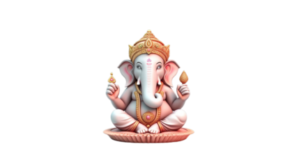Ganesh isolated on transparent background, Generative ai