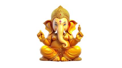 Ganesh isolated on transparent background, Generative ai