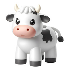 Obraz premium Plastic toy figure Cow isolated on transparent background