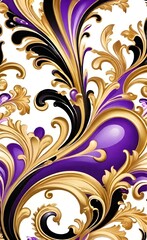 Abstract gold black purple liquid curvy dots fluid design wallpaper background