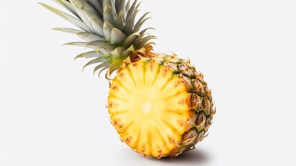 Pineapple slice isolated on white background. presentation. advertisement. template product. for artwork. copy text space.