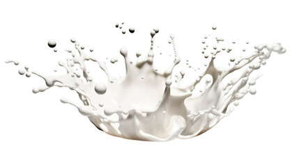 White milk splash isolated on transparent background, Generative ai