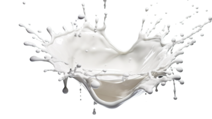 White milk splash isolated on transparent background, Generative ai