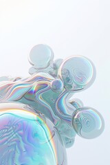Fototapeta premium Artistic digital rendering featuring an iridescent sculptural formation resembling interconnected bubbles