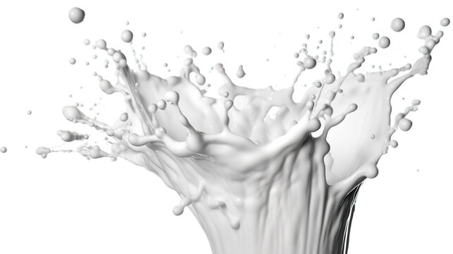 White milk splash isolated on transparent background, Generative ai
