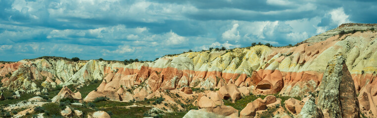 Rose and Red Valleys in Cappadocia with colorful rock formations and hiking trails