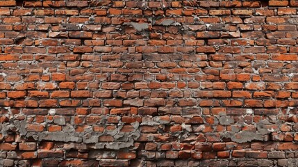 Wide panorama capturing the rustic charm of an old red brick wall masonry. Ai Generated.