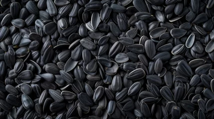 Rolgordijnen A panoramic view showcases the texture of black sunflower seeds, offering a captivating background. Ai Generated © Crazy Juke