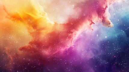 Surreal nebula cloud with an otherworldly touch, painted in watercolor sponge art. Ai Generated - obrazy, fototapety, plakaty