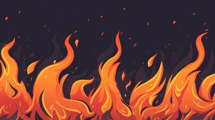  Cartoon flame elements hand-drawn for a lively and playful background material. Whimsical, Ai Generated.