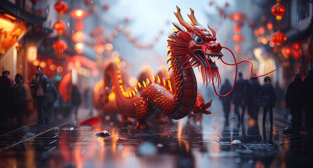 dragons march through city