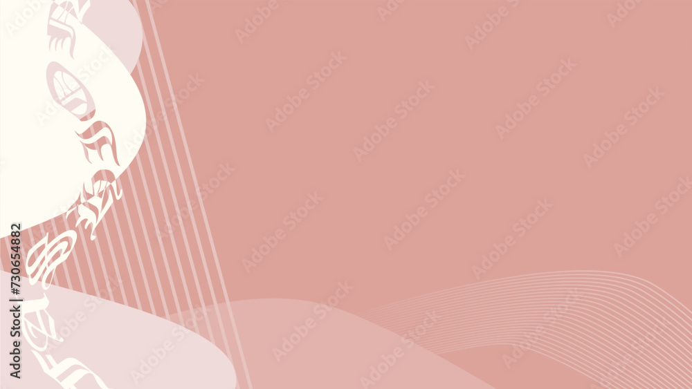 Poster peach red background with abstract flat curve and typography frame template