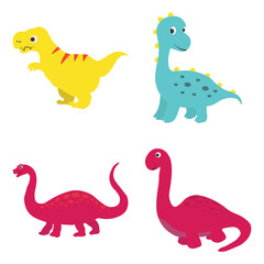 Adorable Dinosaurs Illustration. Cute Cartoon Design Style. Isolated Vector