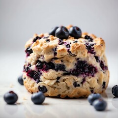 Delicious blueberry scone on a on plain white background from Generative AI