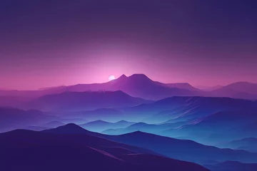 Foto op Plexiglas 幻想的な山々の景色の壁紙、背景画 © dadakko