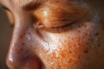 A person with damaged skin from too much sun exposure causing sun burn
