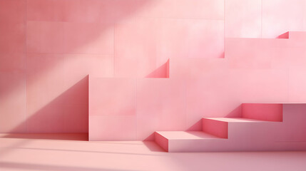 empty pink wall mockup in the style of abstract geometric compositions, photorealistic pastiche, light pink, color photography pioneer