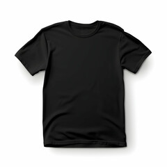 black t-shirt for mockup, realistic, white isolated background, generative ai