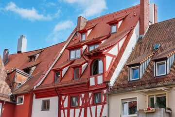 A house with a tiled roof in the historical center of Nuremberg, Germany