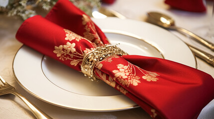 Table decor, holiday tablescape and formal dinner table setting for Christmas, holidays and event celebration, English country decoration and home styling