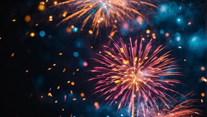 Fototapeta premium Fireworks with Abstract Bokeh Background