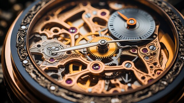 gear mechanism of a wristwatch close-up, full image