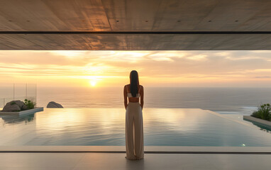 person watching sunset