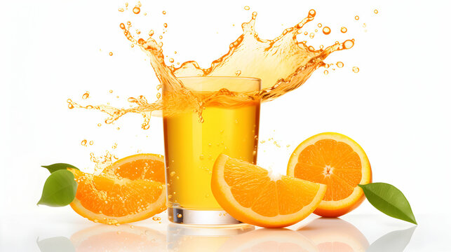 Orange Beverage: Splashy Advertisement Background, Isolated