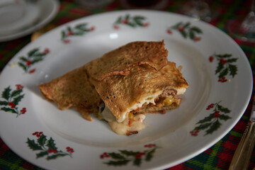 Timballo from Abruzzi, Italy—a gastronomic masterpiece. Layers of pasta, meat, and cheese baked to perfection, capturing the essence of Italian culinary artistry.