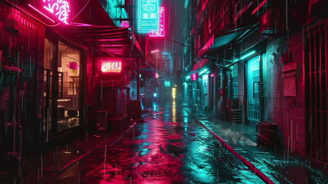Japanese street in the rain