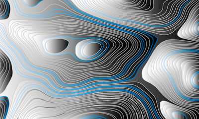 Wave topographic contour map, topographic wavy map line background. Abstract geographic wave grid line map. Geographic mountain relief background.