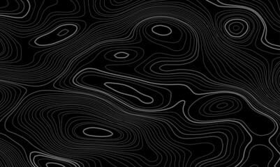 Abstract black and white wavy topography map background. Topography relief and topographic map wave line background.