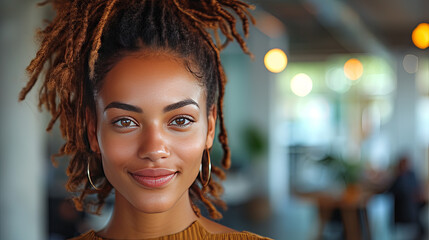 Obraz premium African woman smiling portrait, Black History Month